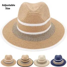 Unisex Adjustable Wide Brim Straw Summer Hat