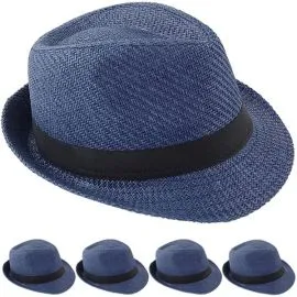 Sombreros Fedora Trilby de paja Toyo azul - 56 cm