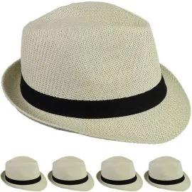 Sombreros Fedora Trilby de paja de papel beige - 60 CM