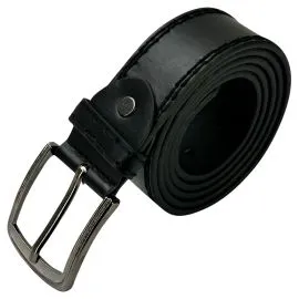 Wholesale Men's Parallel Double Stitched Mat Black Leather Belt, Buy in Bulk, save money!