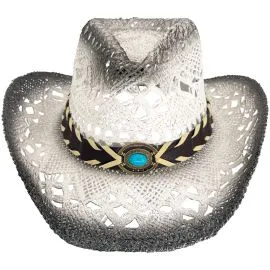 Wholesale Black Cowboy Hat with Turquoise Beaded Laced Band