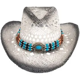 Wholesale Black Cowboy Hat with Turquoise Beaded Band