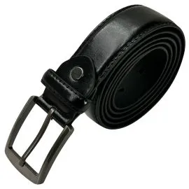 Wholesale Men's Classic Pitch Black Leather Belt, Buy in Bulk