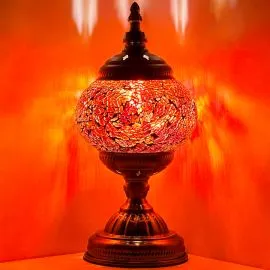 Wholesale Crimson Radiance Handmade Mosaic Glass Lamp - Without Bulb