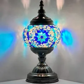 Wholesale Oceanic Blue Blossom Handmade Mosaic Glass Lamp - Without Bulb