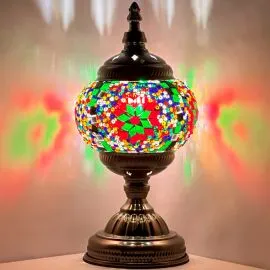 Wholesale Red Petal Flower Rainbow Handmade Mosaic Glass Lamp - Without Bulb