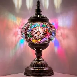 Wholesale Brown Petal Daylily Colorful Handmade Mosaic Glass Lamp - Without Bulb