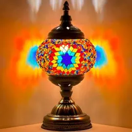 Wholesale Vibrant Petal Flower Rainbow Handmade Mosaic Glass Lamp - Without Bulb