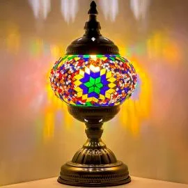 Wholesale Vivid Blossom Flower Rainbow Handmade Mosaic Glass Lamp - Without Bulb