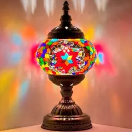 Wholesale Multicolored Bloom Flower Rainbow Handmade Mosaic Glass Lamp - Without Bulb