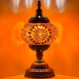 Wholesale Bright Golden Sunburst Handmade Mosaic Glass Lamp - Without Bulb