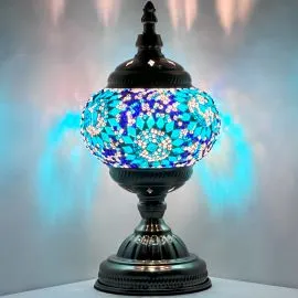 Wholesale Cold Blue Pearl Flower Handmade Mosaic Glass Lamp - Without Bulb