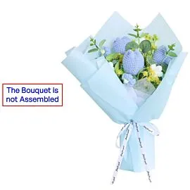 DIY Blue Crochet Tulips and Puff Flowers Bouquet for Mothers Day l Not Assembled