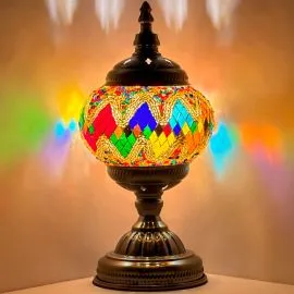 Wholesale Vibrant Golden Waves Handmade Mosaic Glass Lamp - Without Bulb