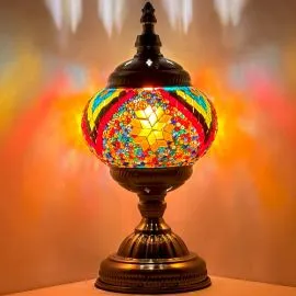 Wholesale Rainbow Fire Flower Handmade Mosaic Glass Lamp - Without Bulb