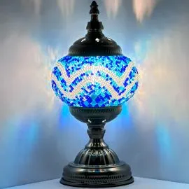 Wholesale Deep Sea Blue Waves Handmade Mosaic Glass Lamp - Without Bulb