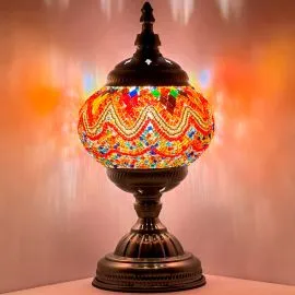 Wholesale Fiery Golden Waves Handmade Mosaic Glass Lamp - Without Bulb