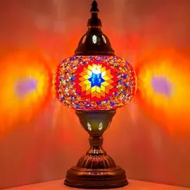 Wholesale Hot Red Flower Rainbow Handmade Mosaic Glass Lamp