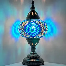 Wholesale Deep Sea Blue Flower Handmade Mosaic Glass Lamp