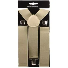 Beige 1.5 Inch Wide Suspenders