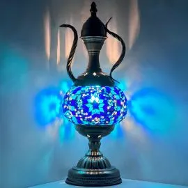 Wholesale Blue Petal Tranquil Flower Pitcher Style Handmade Mosaic Glass Lamp