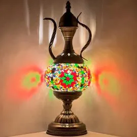 Wholesale Red Petal Flower Pitcher Style Handmade Mosaic Glass Lamp