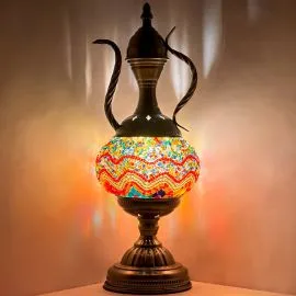 Wholesale Multicolored Golden Sand Waves Pitcher Style Handmade Mosaic Glass Lamp