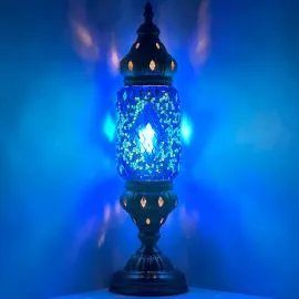 Wholesale Blue Diamond Handmade Cylindrical Lantern Mosaic Glass Lamp