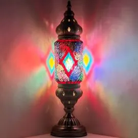 Wholesale Rainbow Diamond Handmade Cylindrical Lantern Mosaic Glass Lamp