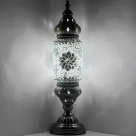 Wholesale White Tulips Handmade Cylindrical Lantern Mosaic Glass Lamp