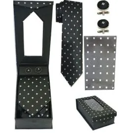 Conjunto de corbata clásica de lunares negros