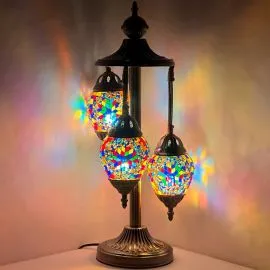 Rainbow Flower Handmade Egg Shaped Mosaic Floor Lamps with 3 Globes - Without Bulb