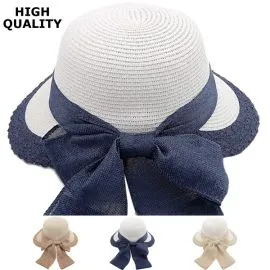 Mid Brim Bow Ribbon Summer Hat