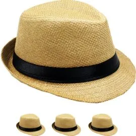 Tan Paper Straw Casual Kid Trilby Fedora Hat In wholesale