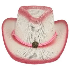 EXotic pink shade paper straw kid western cowboy hat with rope band at wholesale prices