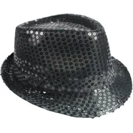 Kids bling bling party show black color sequin fedora hats at wholesale prices from buy4store