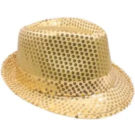 Kids bling bling party show gold color sequin fedora hats at wholesale prices from buy4store 