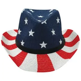 Wholesale USA Flag Printed Paper Straw Cowboy Hat