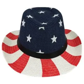 USA Flag Print Paper Straw Kid Western Cowboy Hat in Wholesale