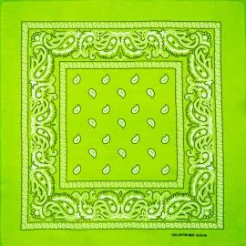 Light Green Paisley Cotton Bandanas