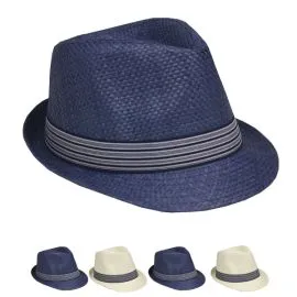 Classic Strip Banded Trilby Fedora Hat Set in Wholesale