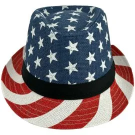 Wholesale Party Fedora Hats - American USA Flag Design