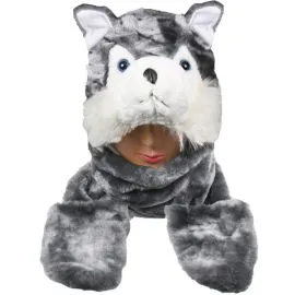 Husky Hat with Paw Mittens