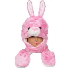 Pink Bunny Hat with Paw Mittens