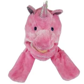 Pink Unicorn Hat with Paw Mittens