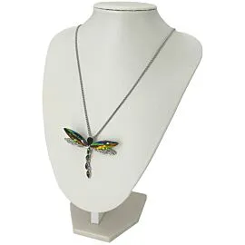 rainbow radiance diamond beaded dragonfly necklace on display