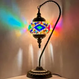 Wholesale Authentic Rainbow Diamonds Swan Neck Handmade Mosaic Glass Lamp