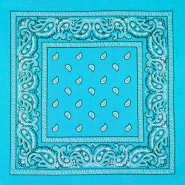 Light Blue Paisley Print Polyester Bandanas