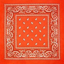 Orange Paisley Print Polyester Bandanas