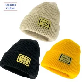 Beanies with Logo wholesale - Cream, Black and Yellow